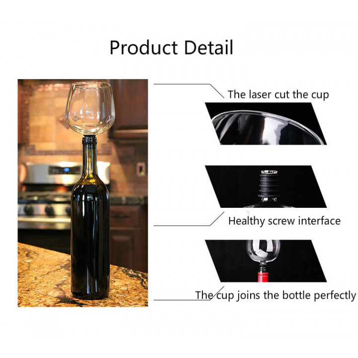 Wine glass deals attached to bottle